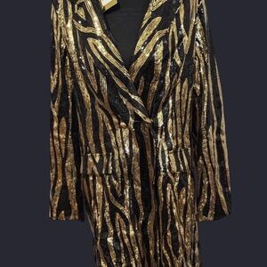 Glamorous Black and Gold Sequin Blazer